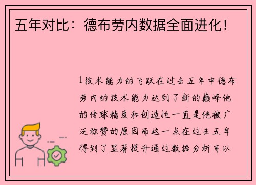 五年对比：德布劳内数据全面进化！